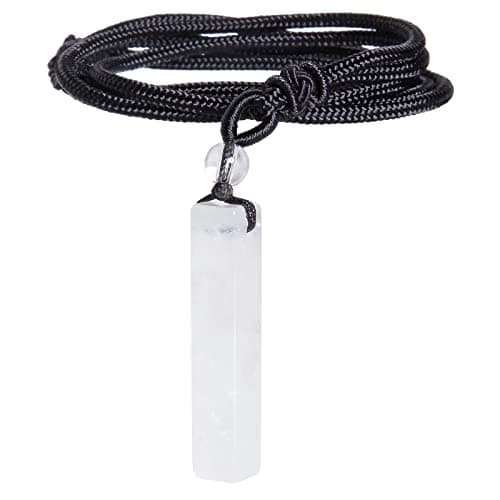 Image of mookaitedecor Healing Crystal Clear Quartz Bar Pendant Necklace for Women Men, Semi Precious Stone Rectangular Vertical Bar Pendant Necklace Shape Reiki Chakra Necklace Jewelry Gift for Women Men