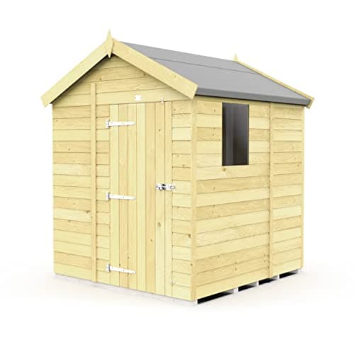 Image of Total Sheds 7x5 Apex Shed, Green, Wood, Shed, Garden, Pressure Treated, 7 Feet x 7 Meters