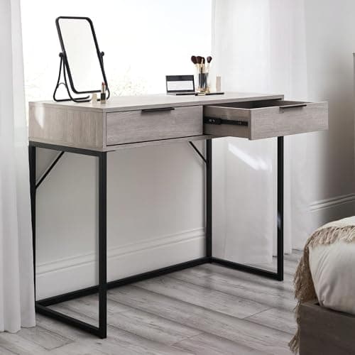 Image of Julian Bowen Bali 2 Drawer Dressing Table/Desk - Grey Oak