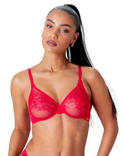 Image of Gossard 13001 Glossies Lace Sheer Bra Chilli Red