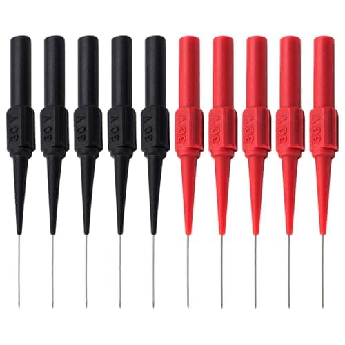 Image of 10PCS Test Back Probe Pins, 0.7mm Wire Piercing Probe Pin for 4mm Banana Socket Wire Piercing Automotive Car Repairing Electrical Testing (Red+Black)
