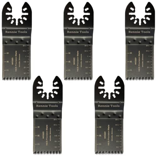Image of Pack of 5 x 34mm Wide Coarse Oscillating Multi Tool Blades/Wood Cutter Saw Blades Set Compatible with Dremel Fein Multimaster Makita Stanley Worx Dewalt Multi Tool Etc Oscillating Multitool Blade