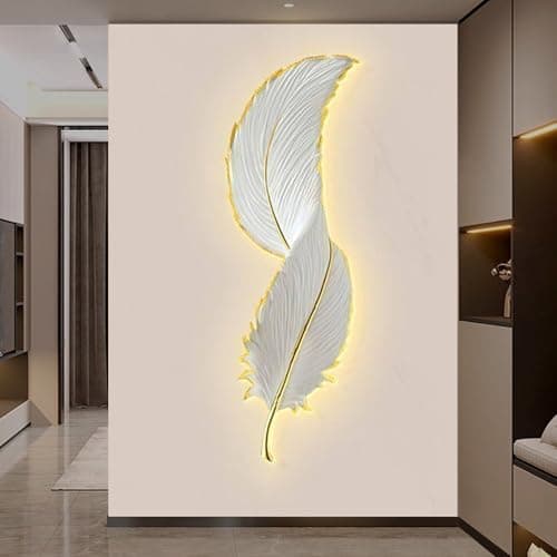 Image of OEPCHEFACX 3D Wall Art with LED, Large Lighted home decor, Crystal Porcelain Image,Modern Luxury Wall Hanging Decor for Living Room Decor,Bedroom, Corridor(Style E,150 * 54cm/59.1 * 21.3in)