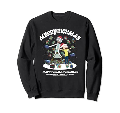 Image of Rick and Morty Christmas Merry Rickmas Dark Sweatshirt