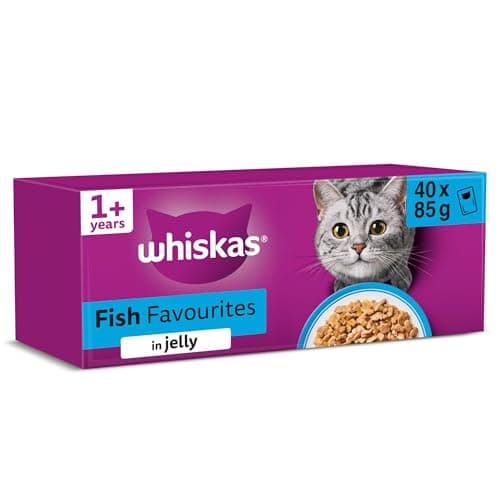 Image of WHISKAS Adult Wet Cat Food in Jelly 40x85g Fish Favourites