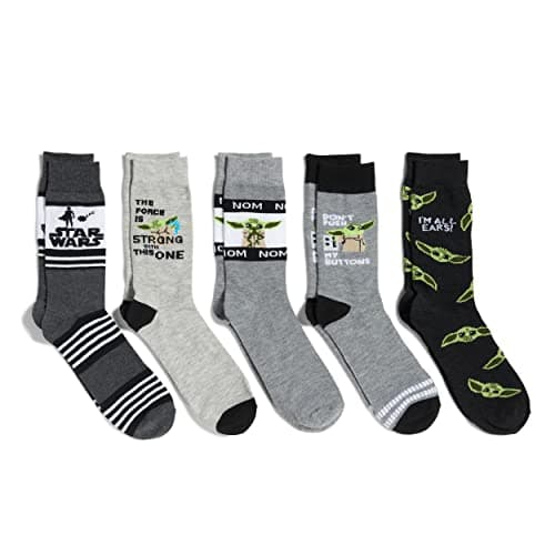 Image of Star Wars Mandalorian Men's 5 Pack Crew Socks, Black, 10-13, (9K0169)