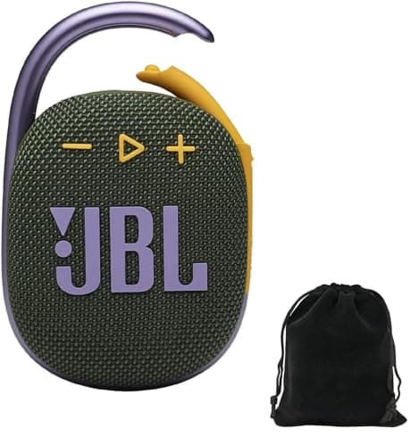 Image of JBL Clip 4 Portable Bluetooth Speaker Bundle with Deluxe CCI Protective Carrying Pouch (Green)