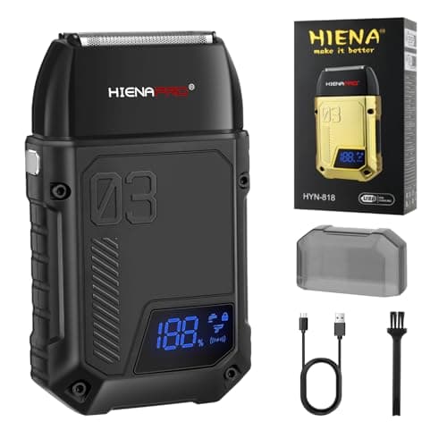 Image of HIENA PRO Professional Foil Shaver for Men, Men's Double Electric Foil Shavers,Electric Razor for Men Barber,Mens Shavers Electric Cordless Rechargeable with LED Display (Black)