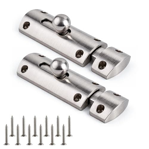 Image of ZAVIA (Pack of 2) Sliding Door Lock for Internal Doors | 75mm Brushed Nickel Door Bolt Lock for Bathroom & Toilets with Twist Lock Mechanism | Easy to Install Modern Slide Lock