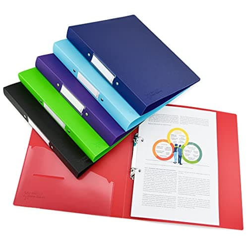 Image of Rapesco 1659 2-Ring Binder with Antibacterial Protection, 35 mm Spine, A4, Assorted Colours, Pack of 6