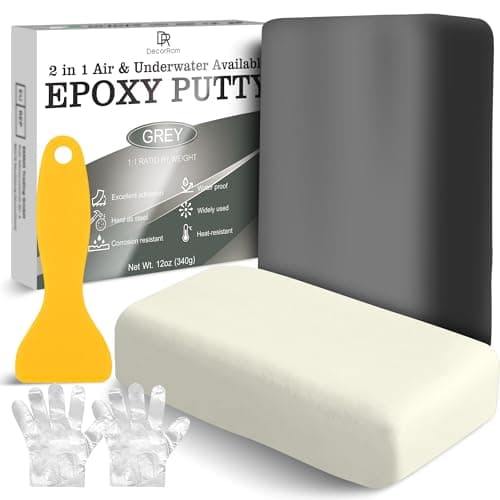 Image of Epoxy Putty - 340g 2 Part Strong Formula, Ceramic Repair for Cracks, Filling & Epoxy Sculpt - for Metal, Concrete, Plastic, Ceramics - Fast, Durable Concrete Crack Repair & Plumbers Putty (Grey)