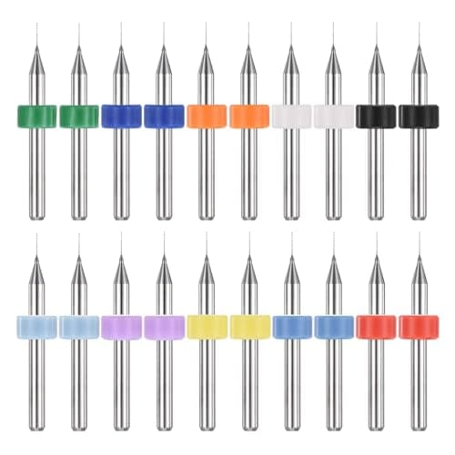 Image of PATIKIL 20 Pack 0.2mm Micro Drill Bits 1/8" Shank Carbide Tungsten Steel 135° Mini Small Bits Print Circuit Board Drilling Tool for CNC Engraving Precision Machinery