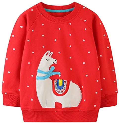 Image of TEDD Girls Sweatshirt for Kids Cotton Top Casual Jumper Girl T Shirt Toddler Clothes Long Sleeve Pullover Winter Spring Age 5-6 Years Red