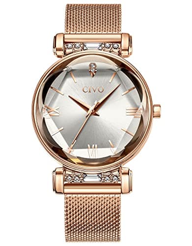 Image of CIVO Women's Watches Slim Ultra Minimalist Ladies Watches Rose Gold Designer Steel Mesh Strap Watch Waterproof Elegant Classic Dress Casual Analogue Wrist Watches for Women