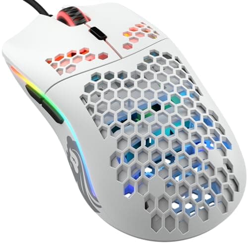 Image of GLORIOUS Gaming Model O- (Small) Compact Wired Gaming Mouse - 58g Superlight Honeycomb Design, RGB, Pixart 3360 Sensor, Ambidextrous, Omron Switches - Matte White