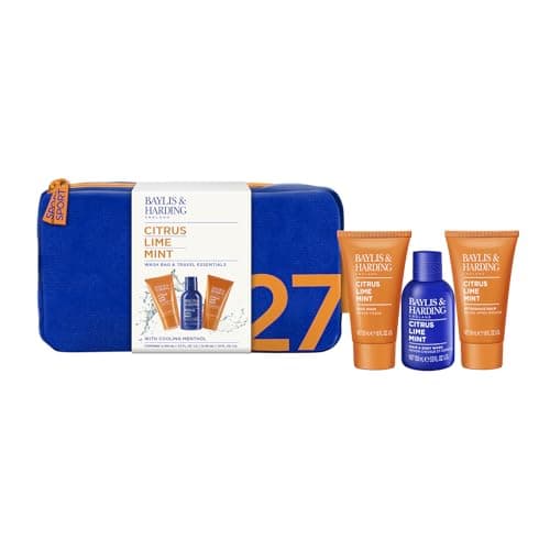 Image of Baylis & Harding Citrus, Lime & Mint Men's Wash Bag & Travel Essentials Gift Set - Vegan Friendly (Pack of 1)