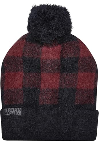 Image of Urban Classics Unisex Pom Beanie Beanie Hat, Black/red,