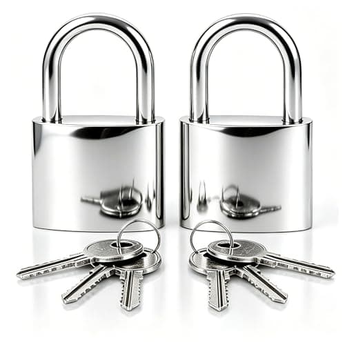 Image of Lamondre Padlocks with Keys 2 Pack, Small Padlock 32mm (Keyed Alike), Lock for Gym Locker, Cabinets - Silver
