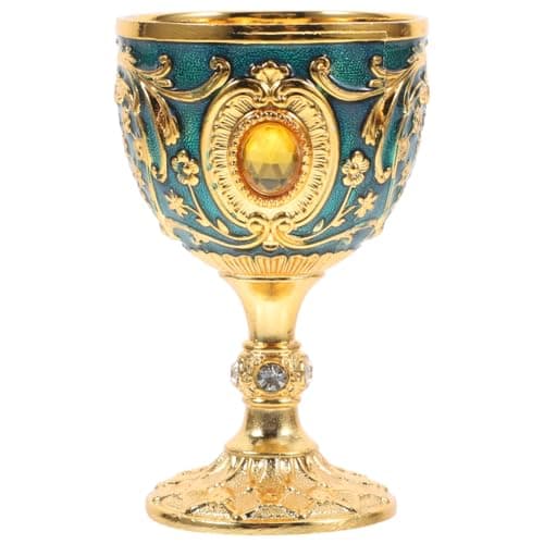 Image of Lurrose Vintage European Chalice Goblet 2.68In Decorative Gold Chalice Goblet Medieval Offering Bowl for Halloween and Ceremonial Use