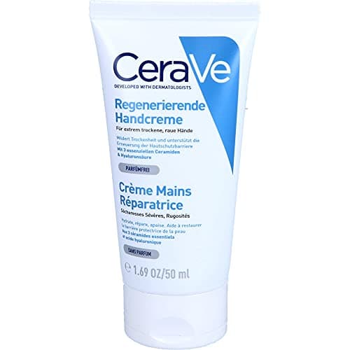 Image of CeraVe Reparative Hand Cream With 3 Essential Ceramides and Hyaluronic Acid, Intense Hydration for Extremely Dry Rough Hands, Non-Greasy Formula, Dermatologist Developed, 50ml