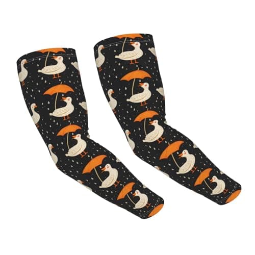 Image of GVYGVY Cooling Arm Sleeves for Men Women Uv Protection - Cute Umbrella Goose Print Comfy Breathable Gardening Compression Tattoo Sleeves to Cover Arms for Women Men with Thumb Hole