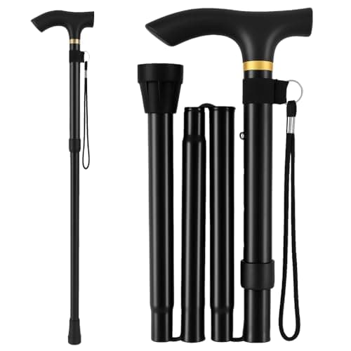 Image of Walking Stick - Folding Walking Sticks for Women & Men, Lightweight Collapsible Walking Stick, Ideal for Arthritis, Heavy Duty, Adjustable Foldable Walking Sticks for Ladies & Travel Use