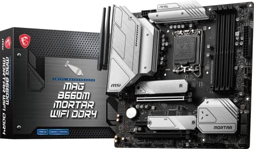 Image of MSI MAG B660M Mortar WiFi DDR4 Gaming Motherboard (mATX, 12th Gen Intel Core, LGA 1700 Socket, DDR4, PCIe 4, 2.5G LAN, M.2 Slots, Wi-Fi 6)
