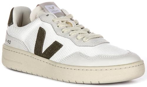 Image of Veja Women's V-90 Sneaker, White Kaki, 7 UK