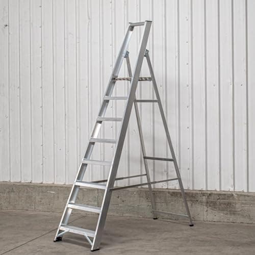 Image of BPS® Industrial Platform Step Ladder/Ladders | 150kg Load Capacity | Aluminium | Heavy Duty | EN131 Pro Certified | 2.06m Platform Height | 8 Steps