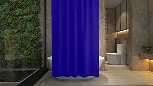 Image of ProBytes Shower Curtain - Made of PEVA, Water Repellent, Mildew Resistant, 180x180cm, 71x71inch, Rail Hooks,Feather Light, Ultra-Thin, Wet Rooms, Shower, Bath, Plain, Vibrant Colours (Admiral Blue)