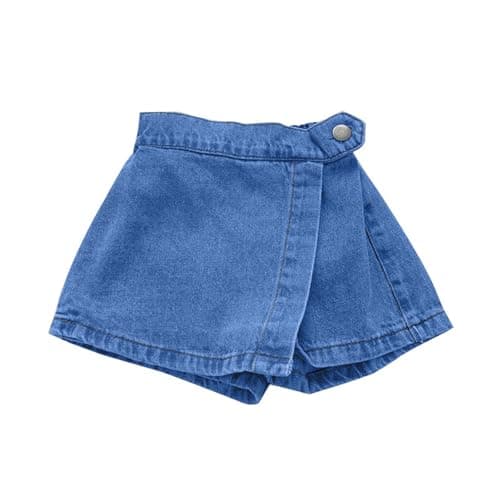 Image of Girls Denim Skort Casual Summer Outfit Comfortable Stretchy Soft Breathable Loose Fit Toddler to Kids Age 3-12 Years, blue, 9-10 Years