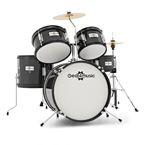 Image of Junior 5 Piece Drum Kit by Gear4music, Black