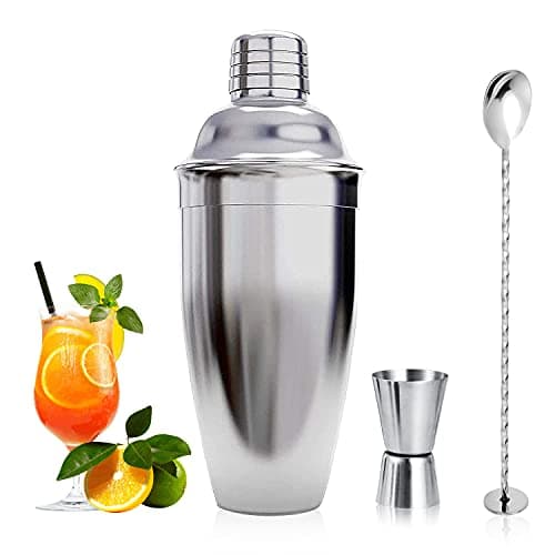 Image of cocktail shaker, cocktail maker set, martini drink shaker, 750 ml cocktail shaker Strainer, bartender mixer tool,home liquor cobbler shaker, Stainless Steel bar shakers for cocktail making kit (3 PCS)