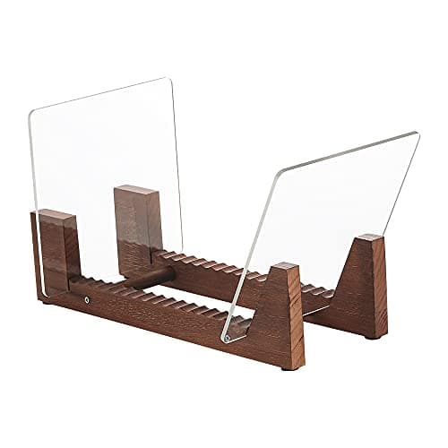 Image of Wood Vinyl Record Storage Holder - Vinyl IP records Stand - Album Storage Organizer Display Stand Rack Holds Up to 50 Albums | DVDs | CDs - Brown
