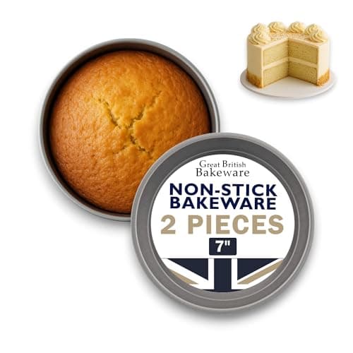 Image of Samuel Groves Sandwich Cake Pan Tin Set - Superior Double Coated Non Stick Fixed Base - UK Made (7" Twin Pack)