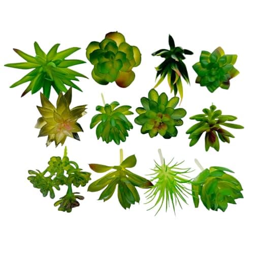 Image of Fake Succulent Plant,Mini Artificial Succulents,Artificial Air Plants That Look Real,Plastic Plant for Garden & Outdoor Home Décor (12, Green)