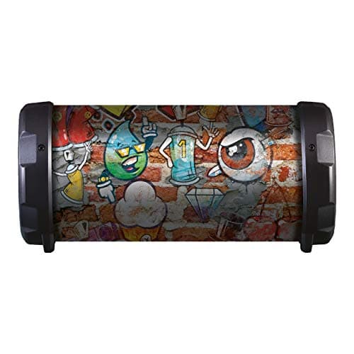 Image of Daewoo Rechargeable Bluetooth Tube Speaker with 8W Power Audio Output and 1200mAh Battery, Various Input Options Including Bluetooth, Aux-In and Micro SD for Music Preloading- Graffiti Design