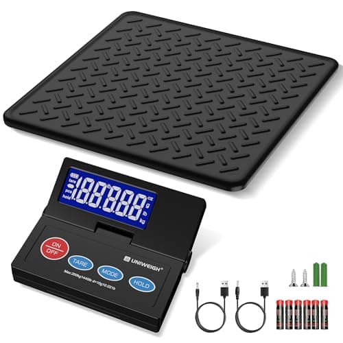 Image of UNIWEIGH 440lb Wireless Pracel Scales,10g Accuracy Digital Postal Scale for Packages with LCD,Alloy Steel Platform,USB-A/Battery Power,Tare/Hold/Auto-Off,Mail Scale for Small Business Postage Weighing