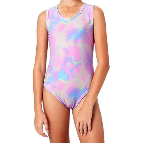 Image of Lancry One Piece Black Girls Swimming Costume Girls Swimsuit Quick Dry Stretchy Swimwear for Kids Bathing Suit 4-14 Years (UK, Age, 8 Years, 9 Years, Regular, Pink)