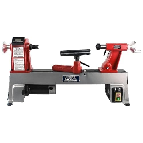 Image of Lumberjack 550W Mini Wood Lathes for Wood Turning with Variable Speed (450-3500 RPM) Digital Display, Heavy-Duty Lathe Machine with cast Iron Bed, This mini Lathe has 305mm Swing for Woodturning