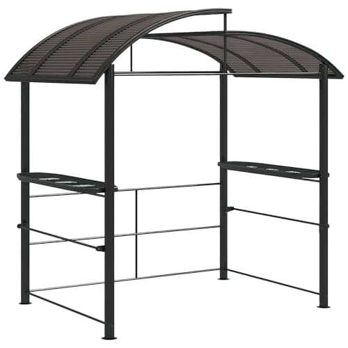 Image of Outsunny 2.4 x 1.5m Grill Gazebo Outdoor BBQ Gazebo Canopy with Side Shelves Hanging Poles Great Ventilation PC Board