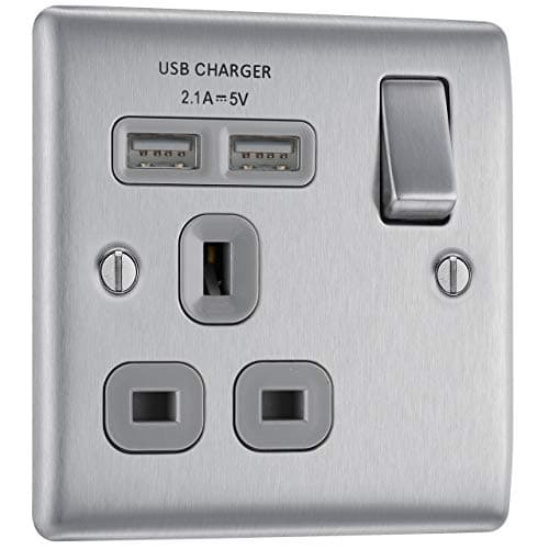 Image of BG Electrical Fast Charging Switched Single Socket with Two Charging USB Ports