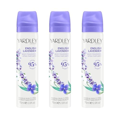 Image of Yardley London English Lavender Body Spray, Floral Body Spray for Women with Notes of Geranuim and Jasmine, Lavender Body Mist for Women 3 x 75ml