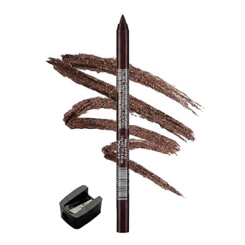 Image of 2-Pack 2-in-1 Waterproof Glitter Eyeliner Pen & Metallic Eyeshadow Stick - Long-Lasting Smudge-Proof Gel Formula with Sharpener for Sensitive & Mature Eyes, Shimmering Bronze Brown