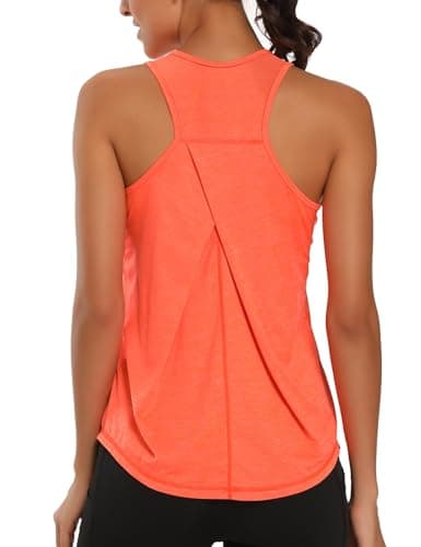 Image of Dawnrole Gym Tops for Women Sleeveless Yoga Fitness Shirts Racerback Sports Top Women Orange