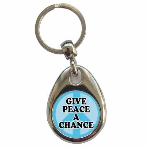 Image of Ozorath Give Peace A Chance Keyring Keychain with Split Ring Attachment and Metal Key Fob