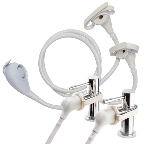 Image of Croydex Freeway Secura Shower Head and Hose Attachment for Bath Taps - 1m Flexible Shower Hose with Tap Connectors and Straps to Secure, Controllable Spray, Compatible with High/Low Pressure Systems