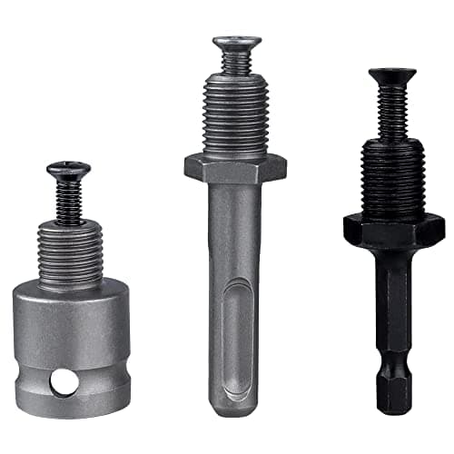 Image of Mesee 3 Pieces Drill Chuck Adapter Connecting Rod 1/2-20UNF Thread Mount Chuck Converter Attachment Extensions Kit- 1/4" Quick Change Hex Shank, SDS Plus Shank and 1/2" Square Female Adaptor