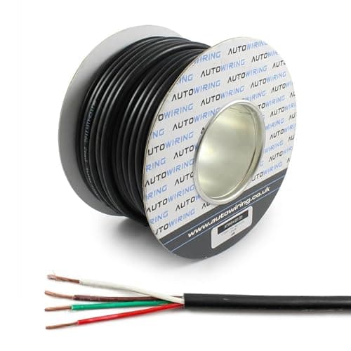 Image of Automotive 4 Core Cable 12v 24v Thin Wall Multistrand Wire RED BROWN WHITE GREEN (0.75mm² 14Amps, 5 Meter Coil)