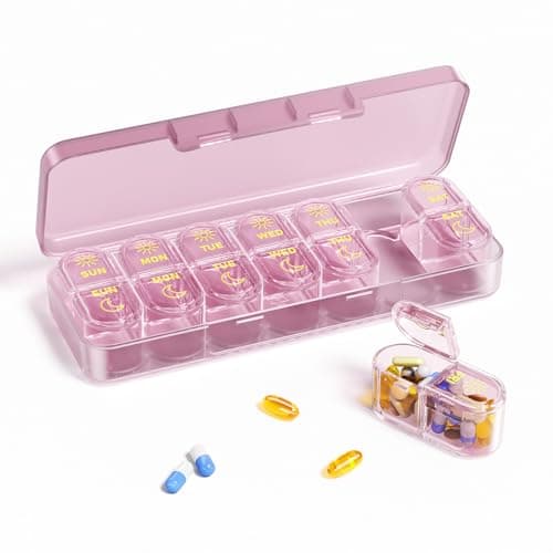 Image of Daviky Pill Organiser, Pill Organiser 2 Times a Day, Weekly Pill Box 7 Day (AM & PM), Premium Tablet Organiser, 7-Day Medicine Organiser for Travel, Vitamins, Fish Oils & Supplements